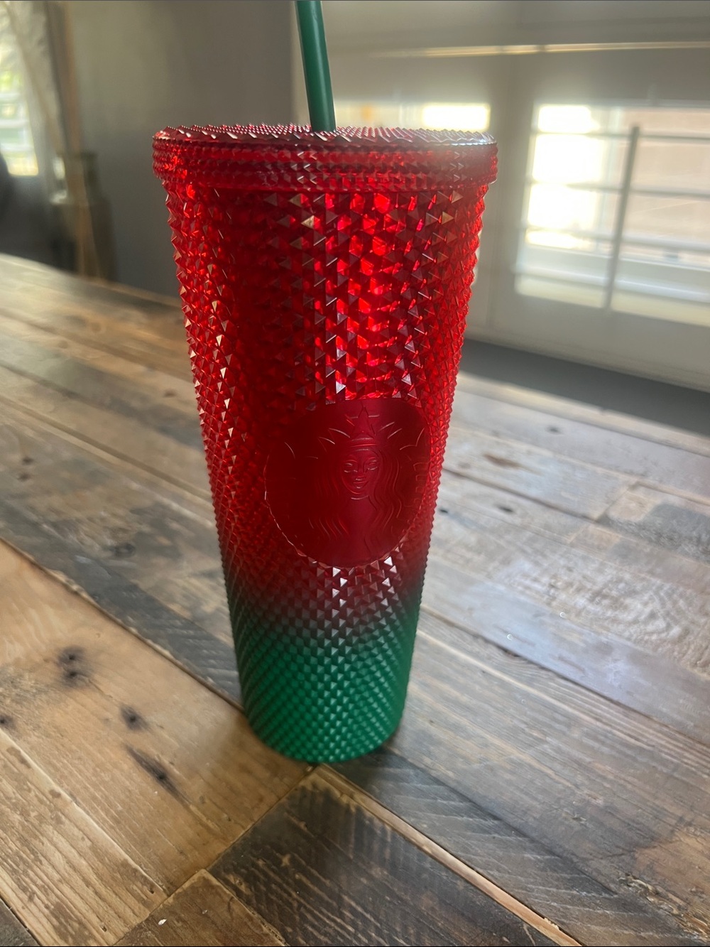 Starbucks sparkle Cup Disney Christmas Red Green Studded Cold Cup Green Straw